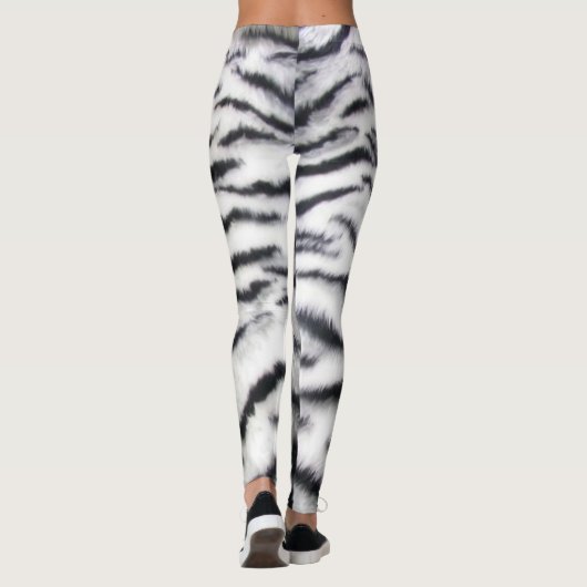 白黒トラのストライプの毛皮のプリントのレギンス レギンス (裏面)