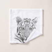 白黒トラのポートレート バスタオルセット (ウォッシュタオル)