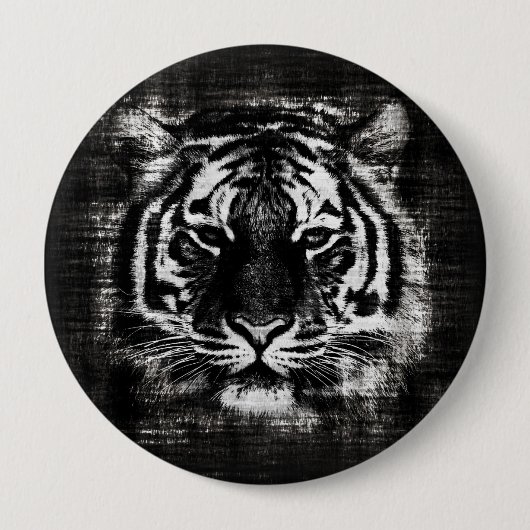 白黒トラのヴィンテージボタン 缶バッジ (正面)