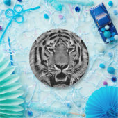 白黒トラの顔 ペーパープレート (パーティー)