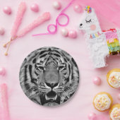 白黒トラの顔 ペーパープレート (パーティー)