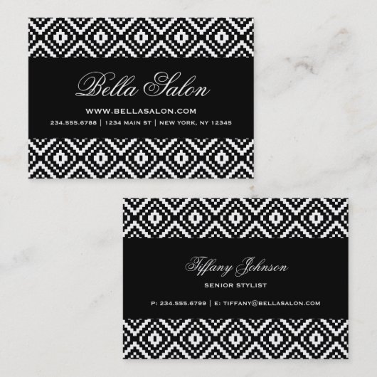 白黒トライバルアステカプリント 名刺 (正面/裏面)