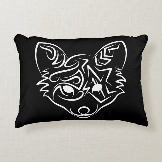 白黒トライバルキツネ アクセントクッション (正面)