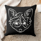 白黒トライバルキツネ クッション (ブランケット)