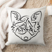 白黒トライバルキツネ クッション (ブランケット)