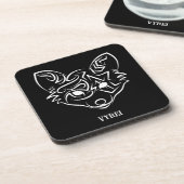 白黒トライバルキツネ コースター (左側)