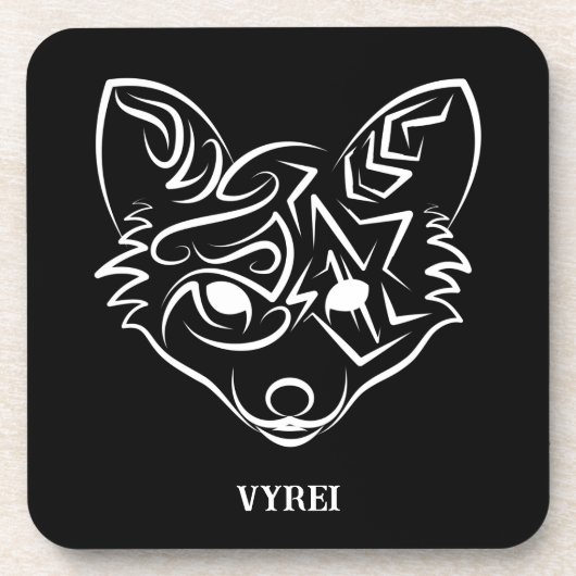 白黒トライバルキツネ コースター (正面)