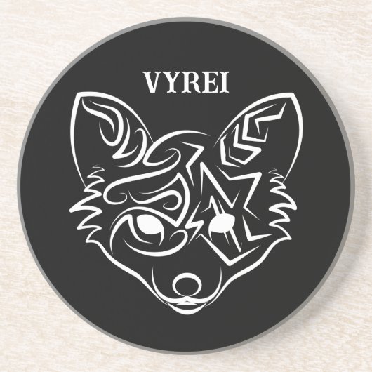 白黒トライバルキツネ コースター (正面)