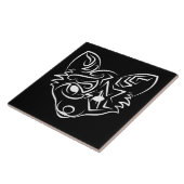 白黒トライバルキツネ タイル (側面)
