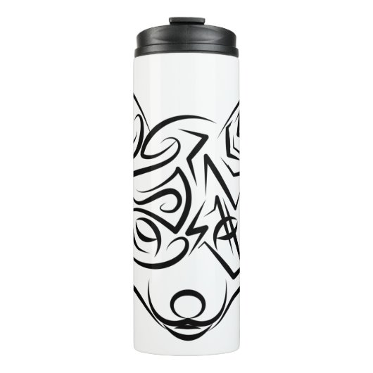 白黒トライバルキツネ タンブラー (正面)