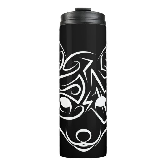 白黒トライバルキツネ タンブラー (正面)