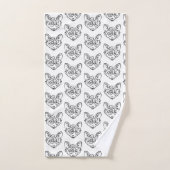 白黒トライバルキツネ バスタオルセット (ハンドタオル)