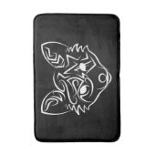 白黒トライバルキツネ バスマット (正面縦)