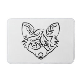 白黒トライバルキツネ バスマット