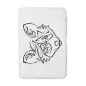 白黒トライバルキツネ バスマット (正面縦)