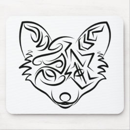白黒トライバルキツネ マウスパッド