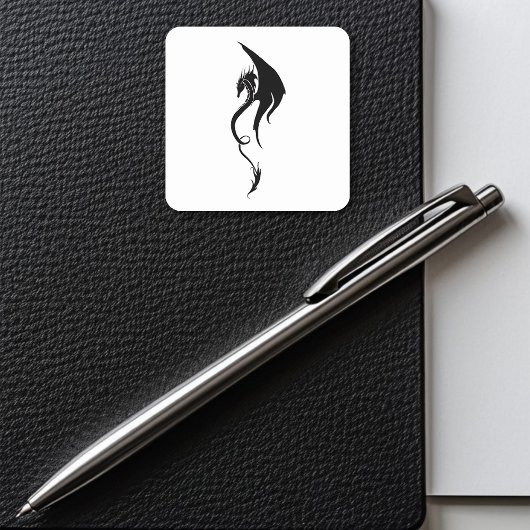 白黒トライバルドラゴン スクエアシール