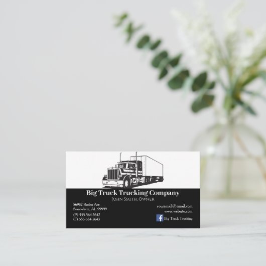 白黒トラック運送会社 名刺 (スタンド正面)