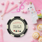 白黒トランプのポーカーチップラスベガスをテーマ ペーパープレート (パーティー)