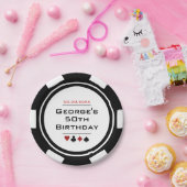 白黒トランプのポーカーチップラスベガスカジノ誕生日 ペーパープレート (パーティー)