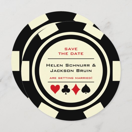 白黒トランプのポーカーチップラスベガス日付を保存 (正面/裏面)