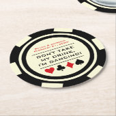 白黒トランプのポーカーチップ私は踊りドリンク ラウンドペーパーコースター (アングル)