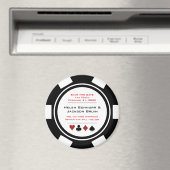 白黒トランプのポーカーチップ結婚式の日付を保存 マグネット (インサイチュ (食洗機))