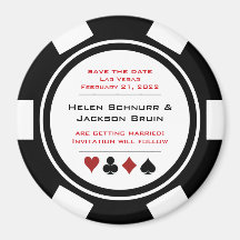 白黒トランプのポーカーチップ結婚式の日付を保存