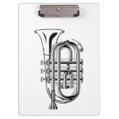 白黒トランペットのスケッチの楽器 クリップボード (正面)