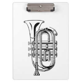白黒トランペットのスケッチの楽器 クリップボード