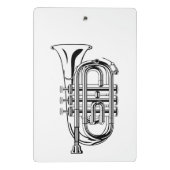 白黒トランペットのスケッチの楽器 ミニクリップボード (裏面)