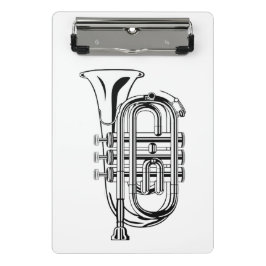 白黒トランペットのスケッチの楽器 ミニクリップボード