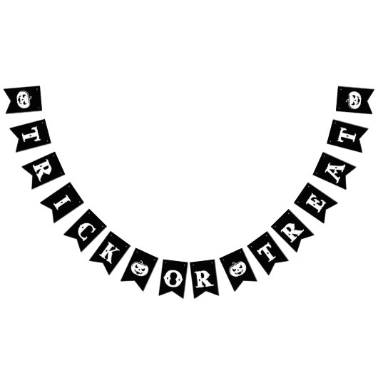 白黒トリックまたはトリートハローウィンパーティ バンティングフラッグ (全)