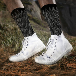 白黒トリップ（幻覚体験）のようなシェブロンストライプ抽象芸術カッコいい ソックス