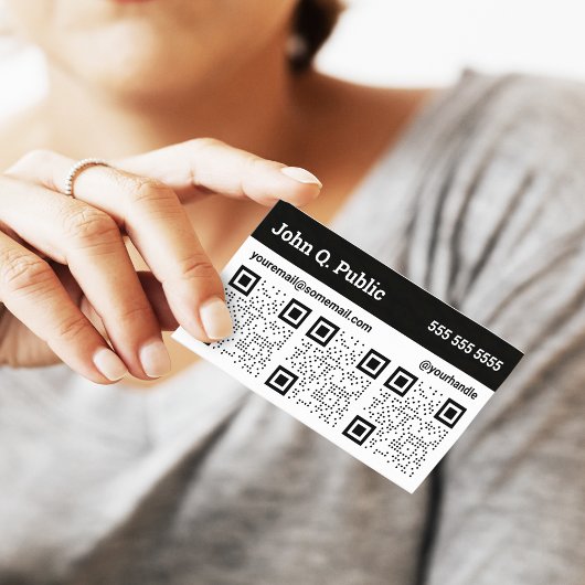 白黒トリプルQRコードビジネスカード 名刺