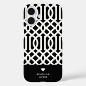 白黒トレリスハートモノグラム Case-Mate iPhoneケース (裏面)