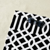 白黒トレリス・モノグラム |編集可能な色 ビーチタオル (インサイチュ)