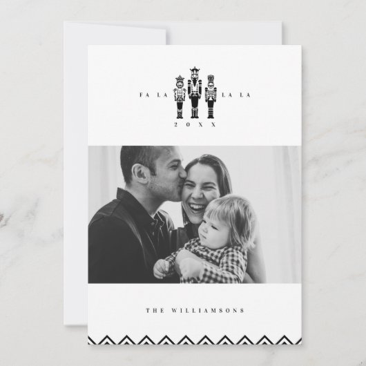 白黒トレンディーくるみ割り写真クリスマス シーズンカード (正面)