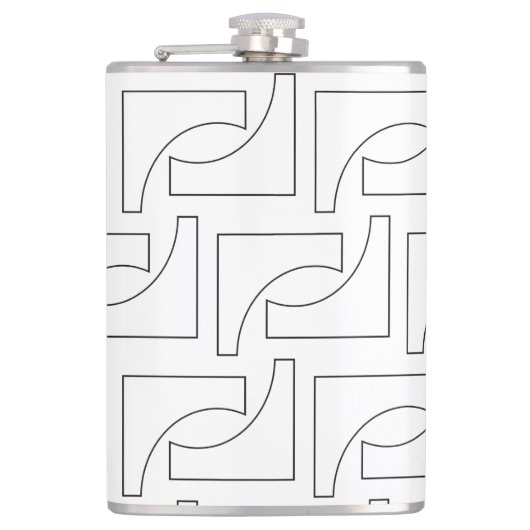 白黒トレンディーの幾何エレガントパターン フラスク (正面)