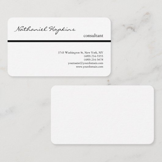 白黒トレンディーの手書き入力の平文モダン字 名刺 (正面/裏面)