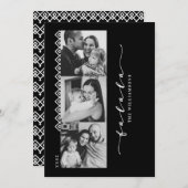 白黒トレンディーパターン数々の写真クリスマス シーズンカード (正面/裏面)