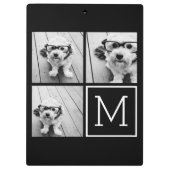 白黒トレンディーフォトコラージュとモノグラム クリップボード (裏面)