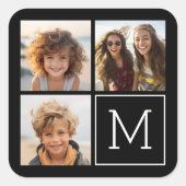 白黒トレンディーフォトコラージュとモノグラム スクエアシール (正面)