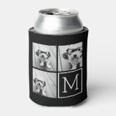 白黒トレンディーフォトコラージュとモノグラム 缶クーラー (缶正面)
