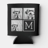 白黒トレンディーフォトコラージュとモノグラム 缶クーラー (正面)