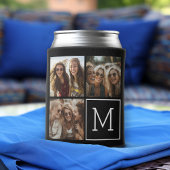 白黒トレンディーフォトコラージュとモノグラム 缶クーラー