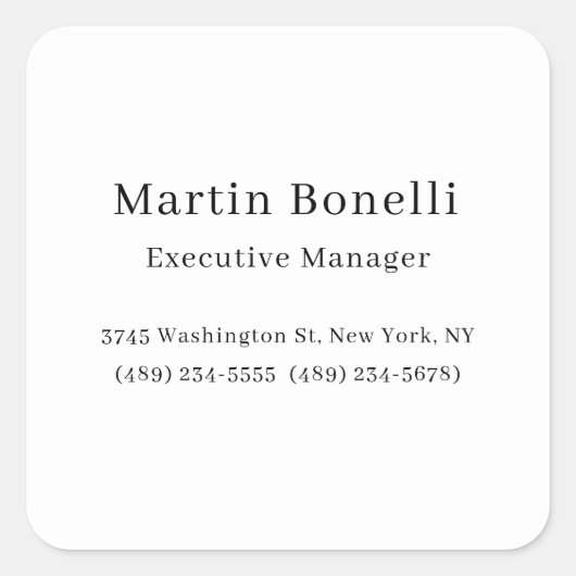 白黒トレンディープレーンシンプル スクエアシール (正面)