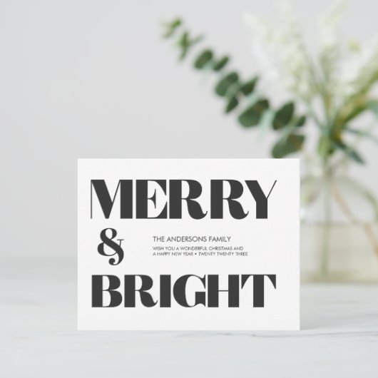白黒トレンディーメリー&ブライトクリスマスH シーズンカード (スタンド正面)