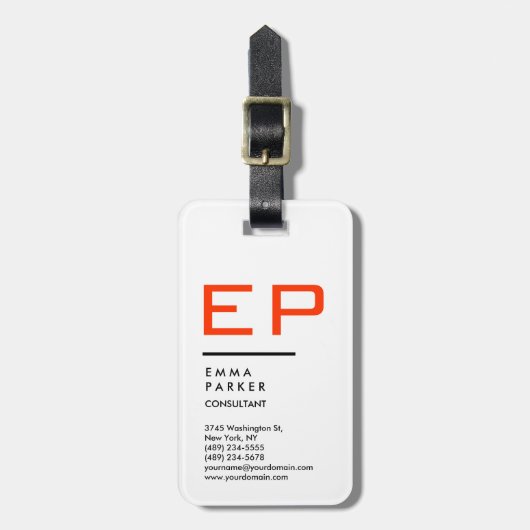 白黒トレンディーモノグラム ラゲッジタグ (正面縦)