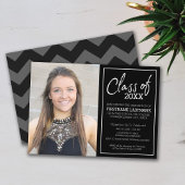 白黒トレンディー卒業写真の発表 招待状